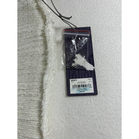 Jennifer Lopez cream lined Zipper Skirt size 4 New With Tag $50 gold embellished - Picture 2 of 10